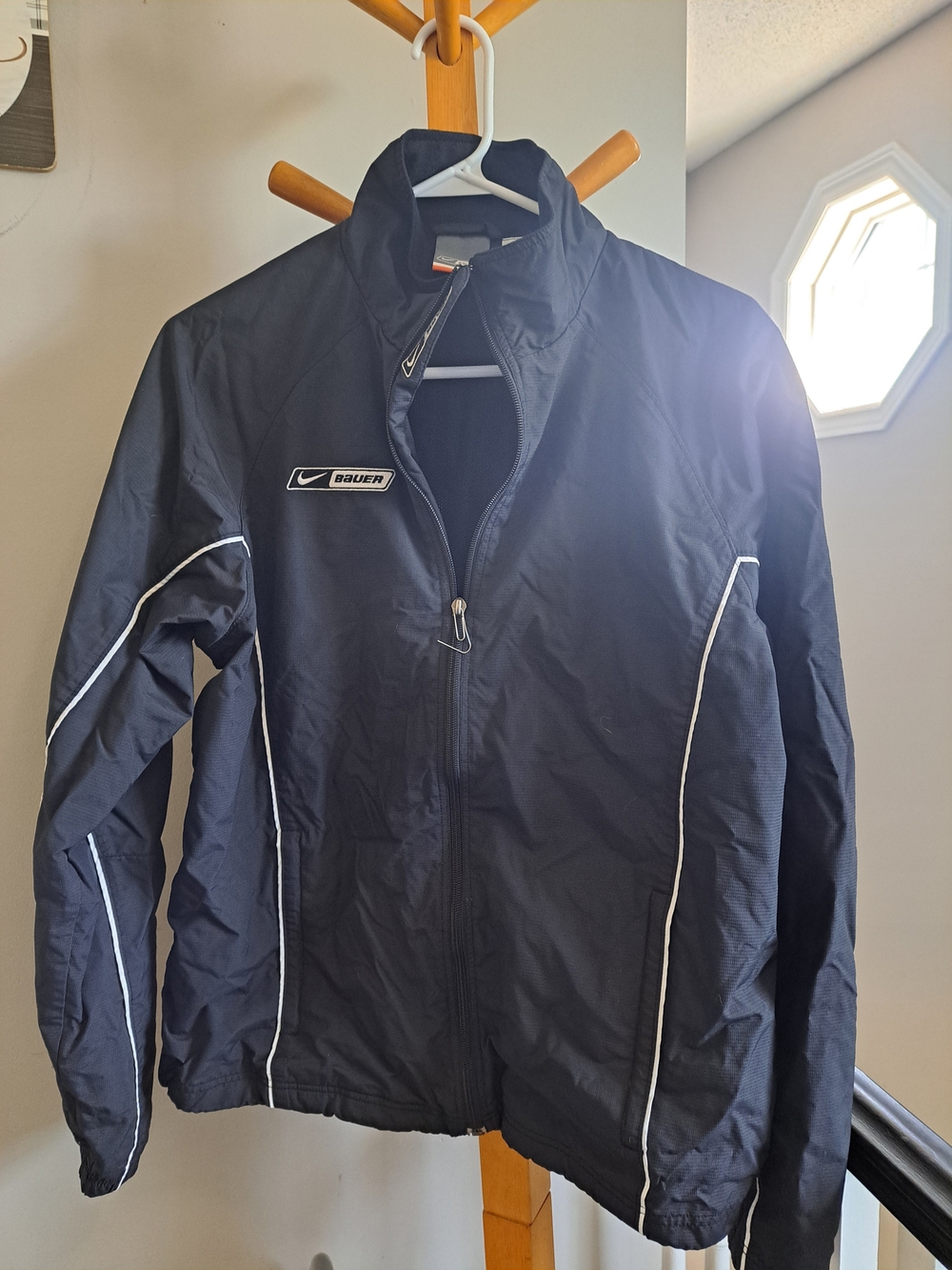Bauer Black Men’s Lightweight Jacket with White Piping